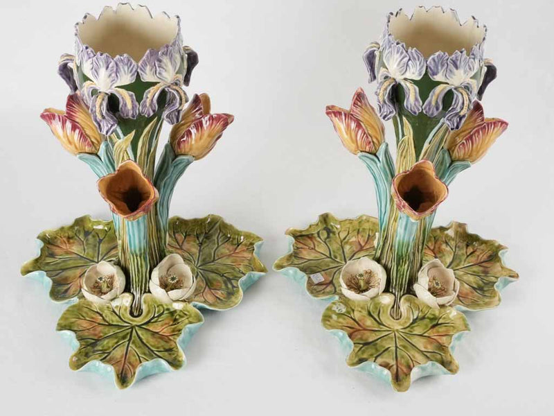 Detailed tulip petal design Barbotine vases