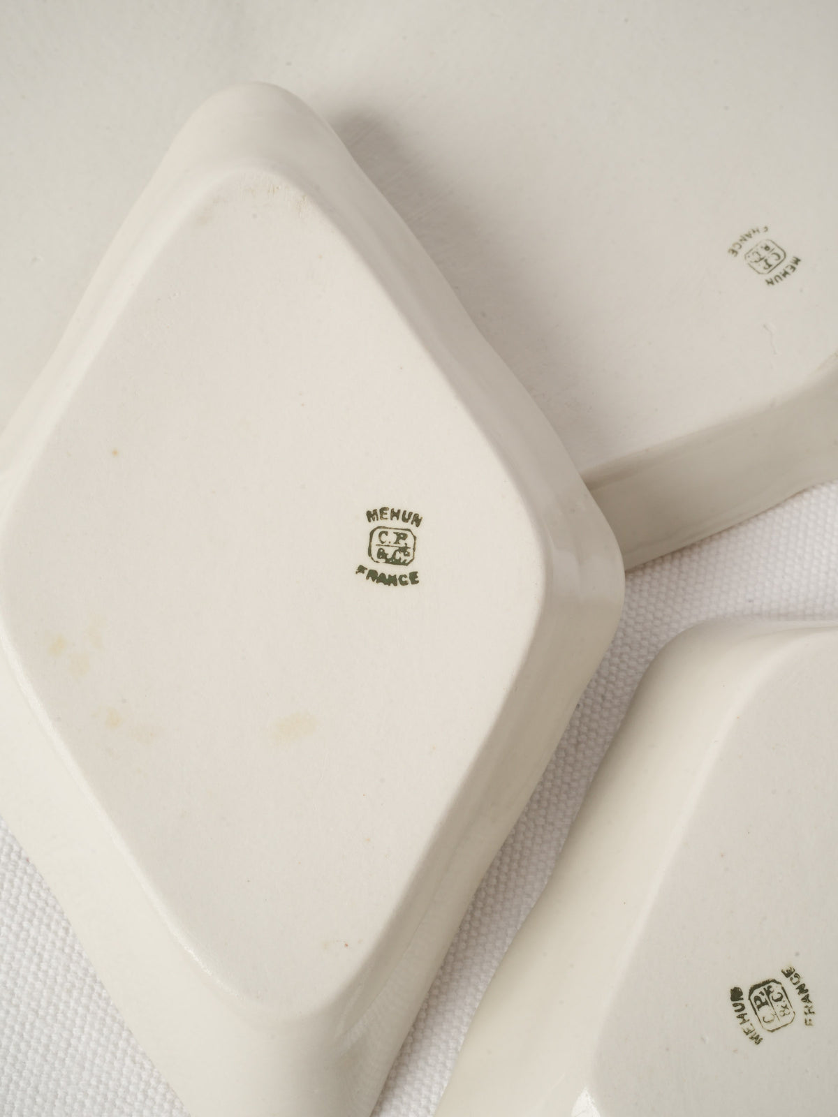Vintage French Mehun Porcelain Appetizer Dishes - Blue and White