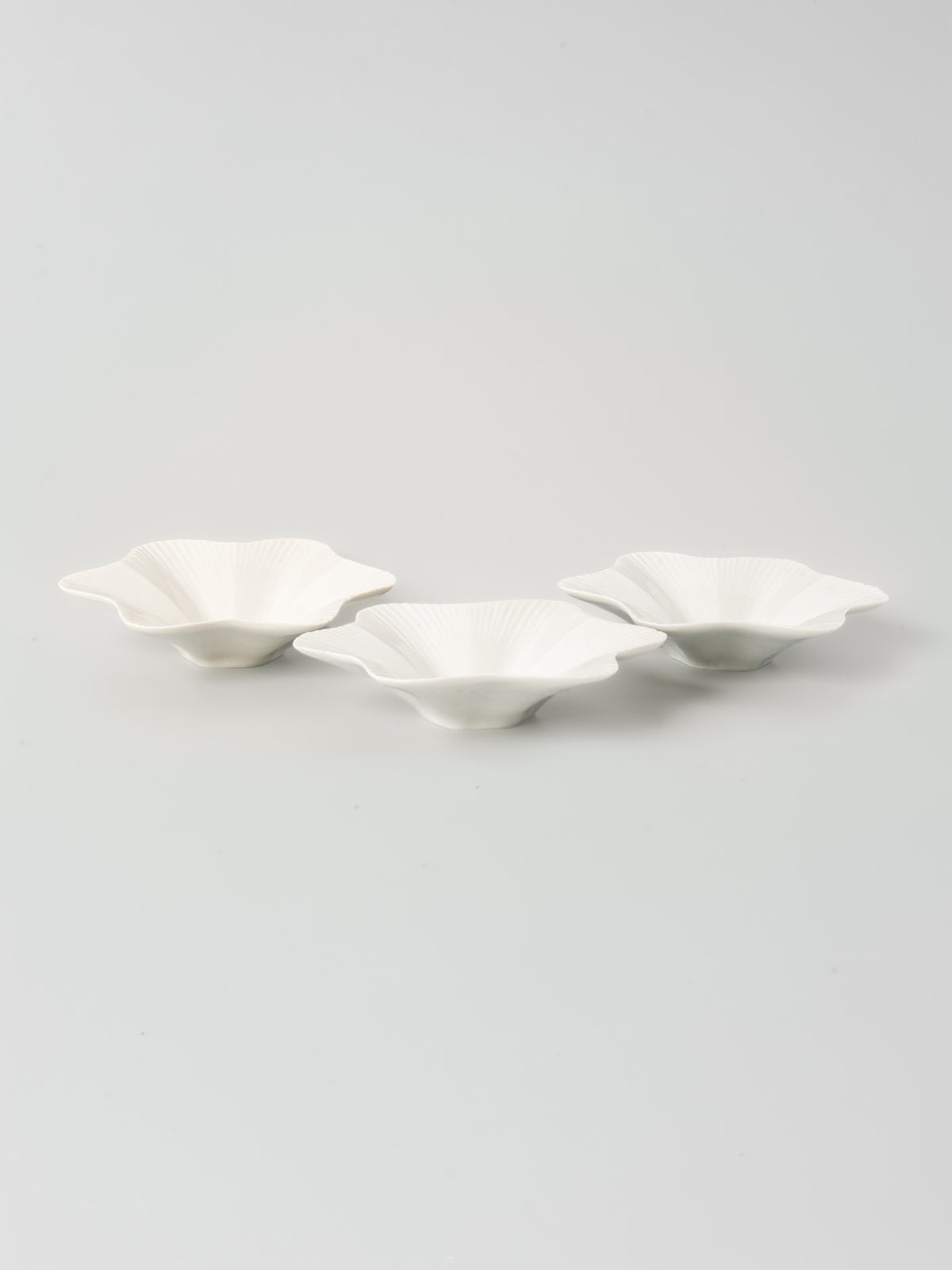 3 Small Vintage White Porcelain Bowls - Flower Shaped 5½"