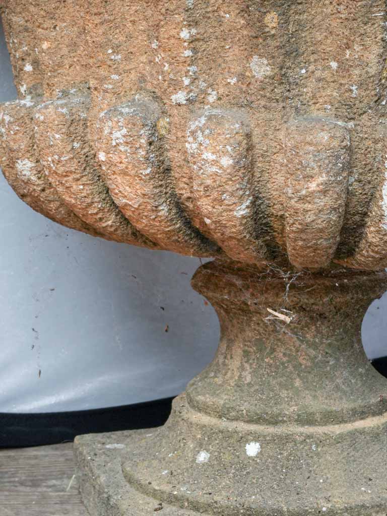 Pair of Late 19th Century French Cement Medici Urns w/ Striking Lichen Patina - 17¾"