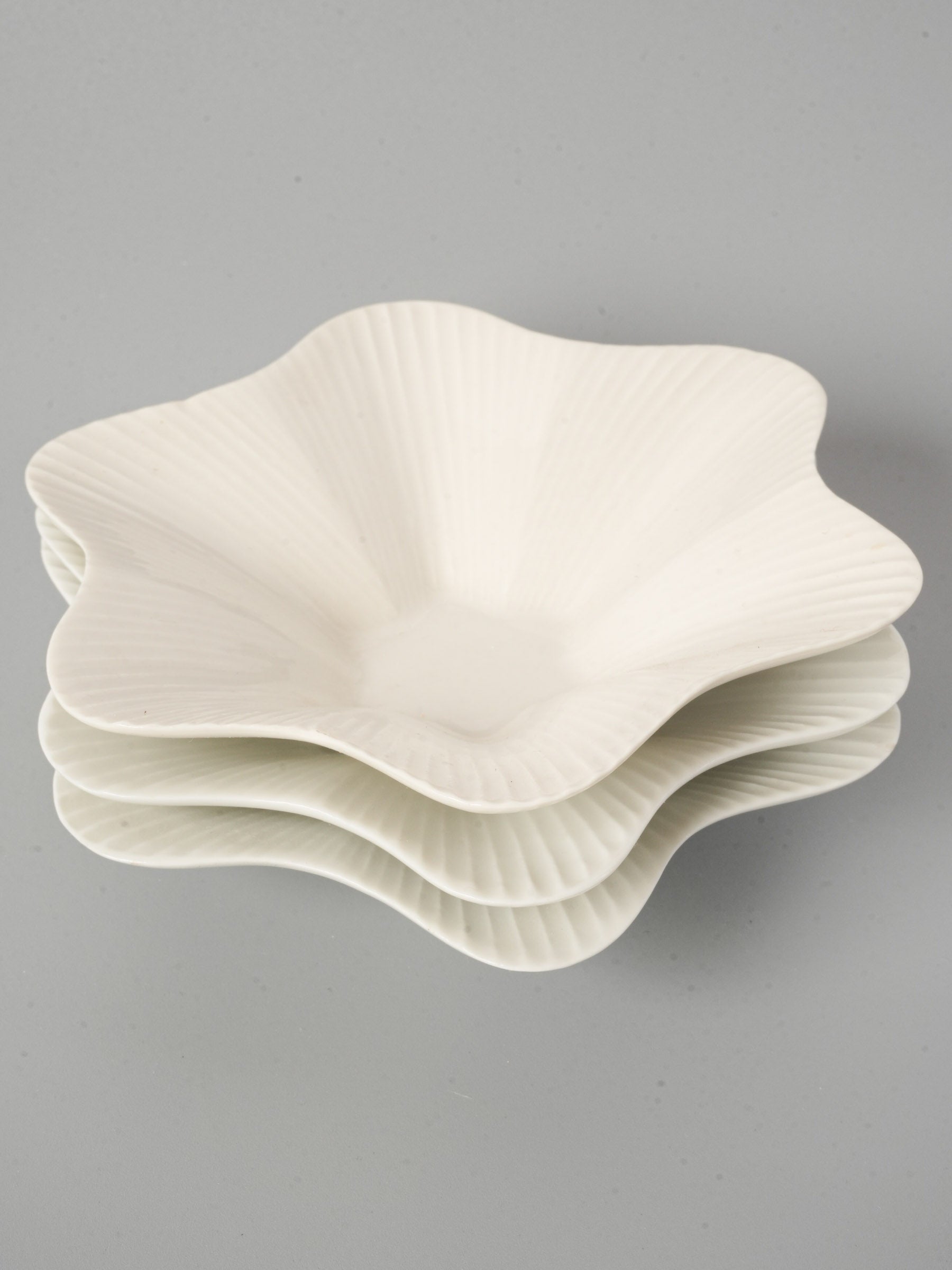 3 Small Vintage White Porcelain Bowls - Flower Shaped 5½"