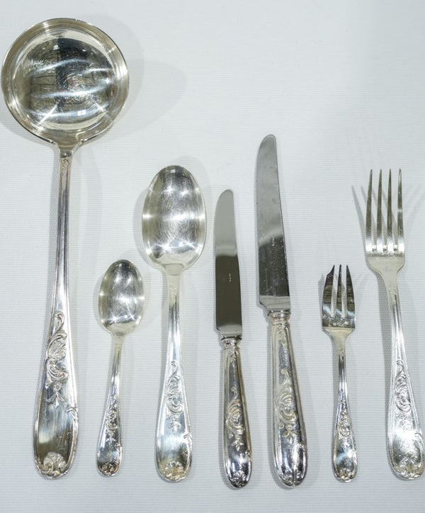 Elegant 1970s Louis XV-style cutlery set
