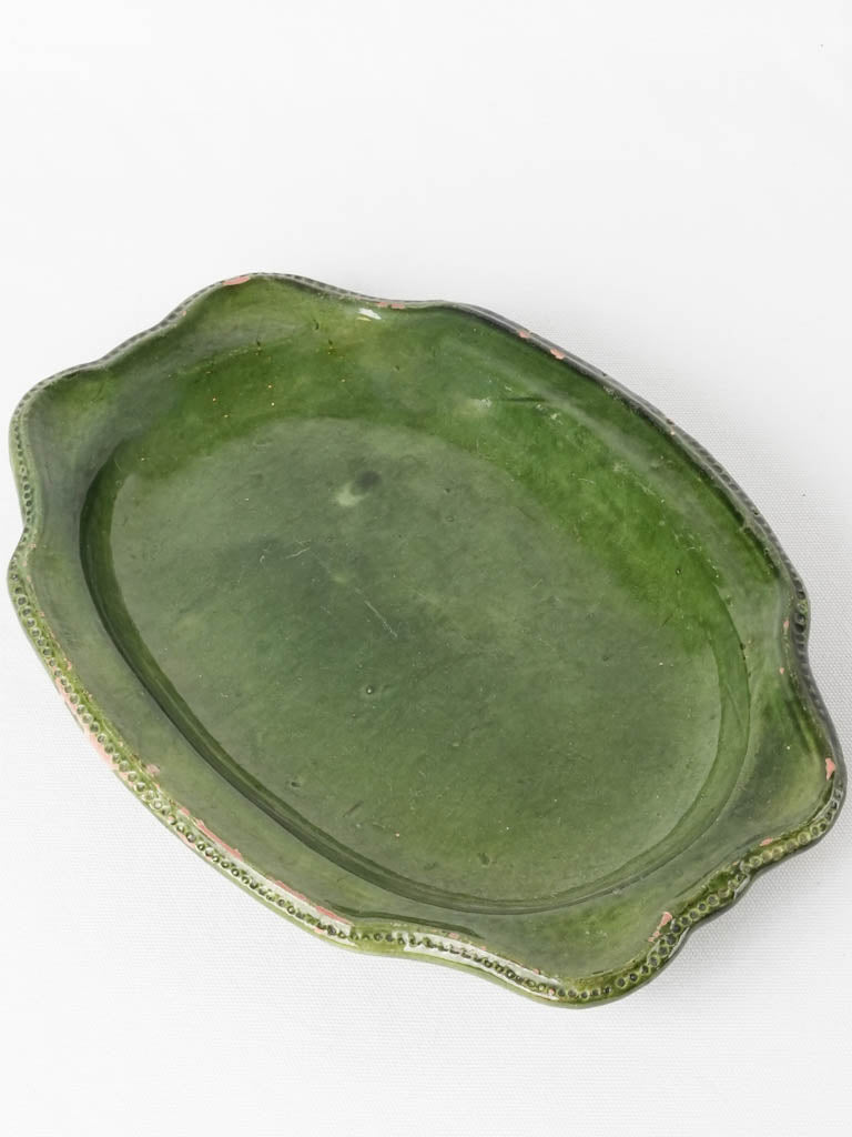 RESERVED CS Pretty 19th century green platter 15"
