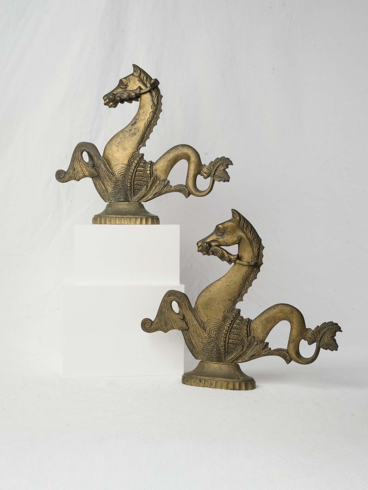 Antique ornate bronze figurines pair  