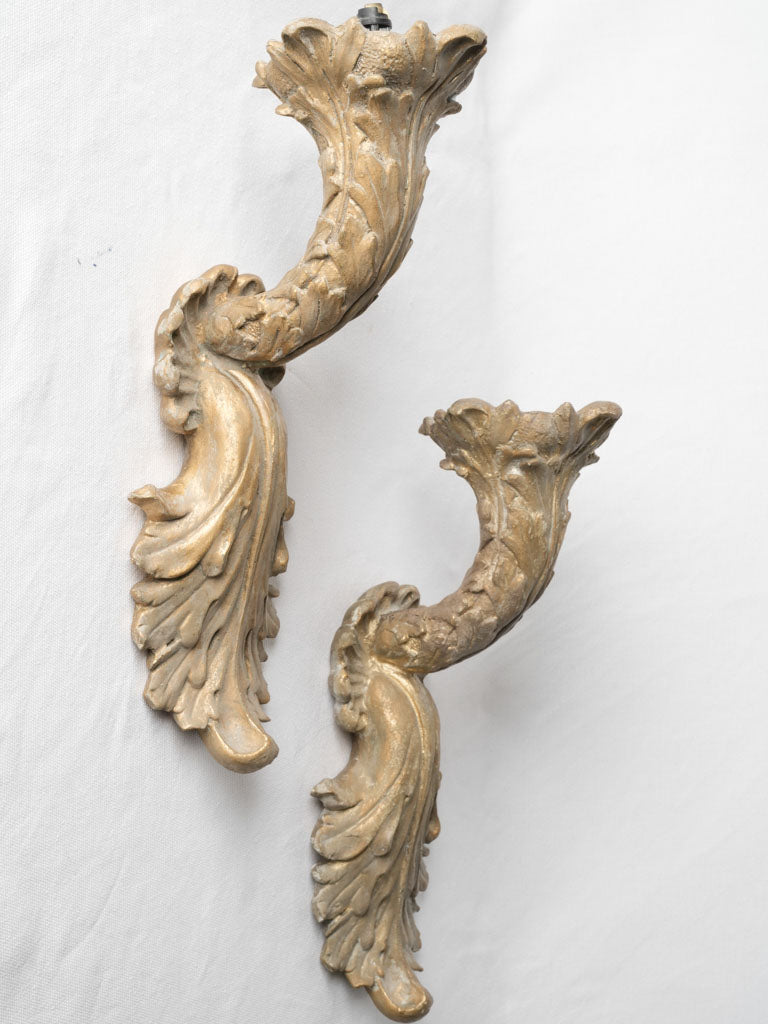 Pair of vintage resin wall appliques - rocaille style