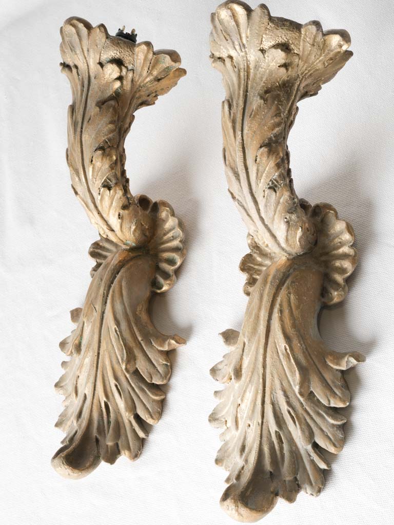 Pair of vintage resin wall appliques - rocaille style