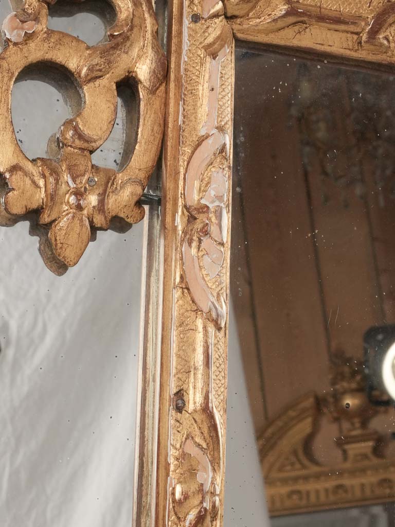 Gilded Régence mirror w/ pediment 51½" x 28¼"