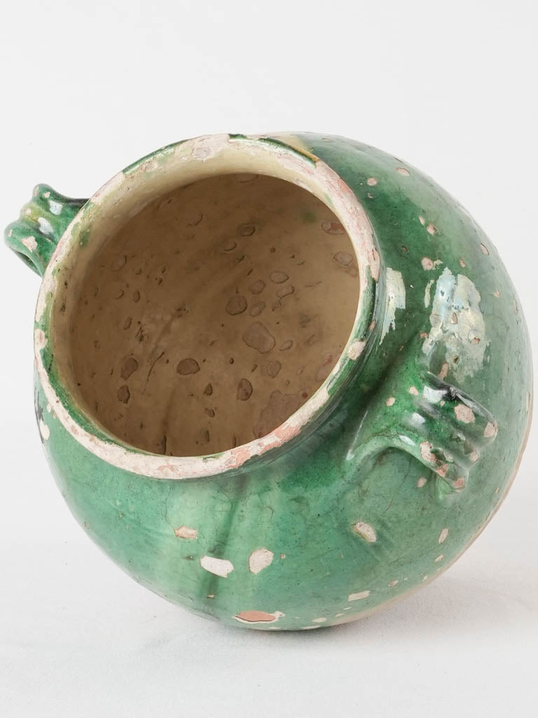 Vintage French Green and Yellow Pot