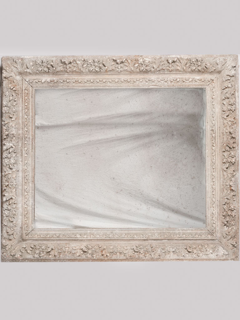 Large 19th century oak leaf frame mirror w/ gray patina 47¼" x 53¼"