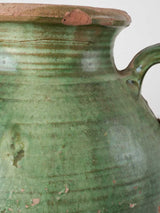 Antique French pot w/ green glaze 15"