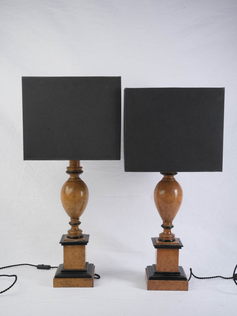 Timeless elegance burl lamps pair  