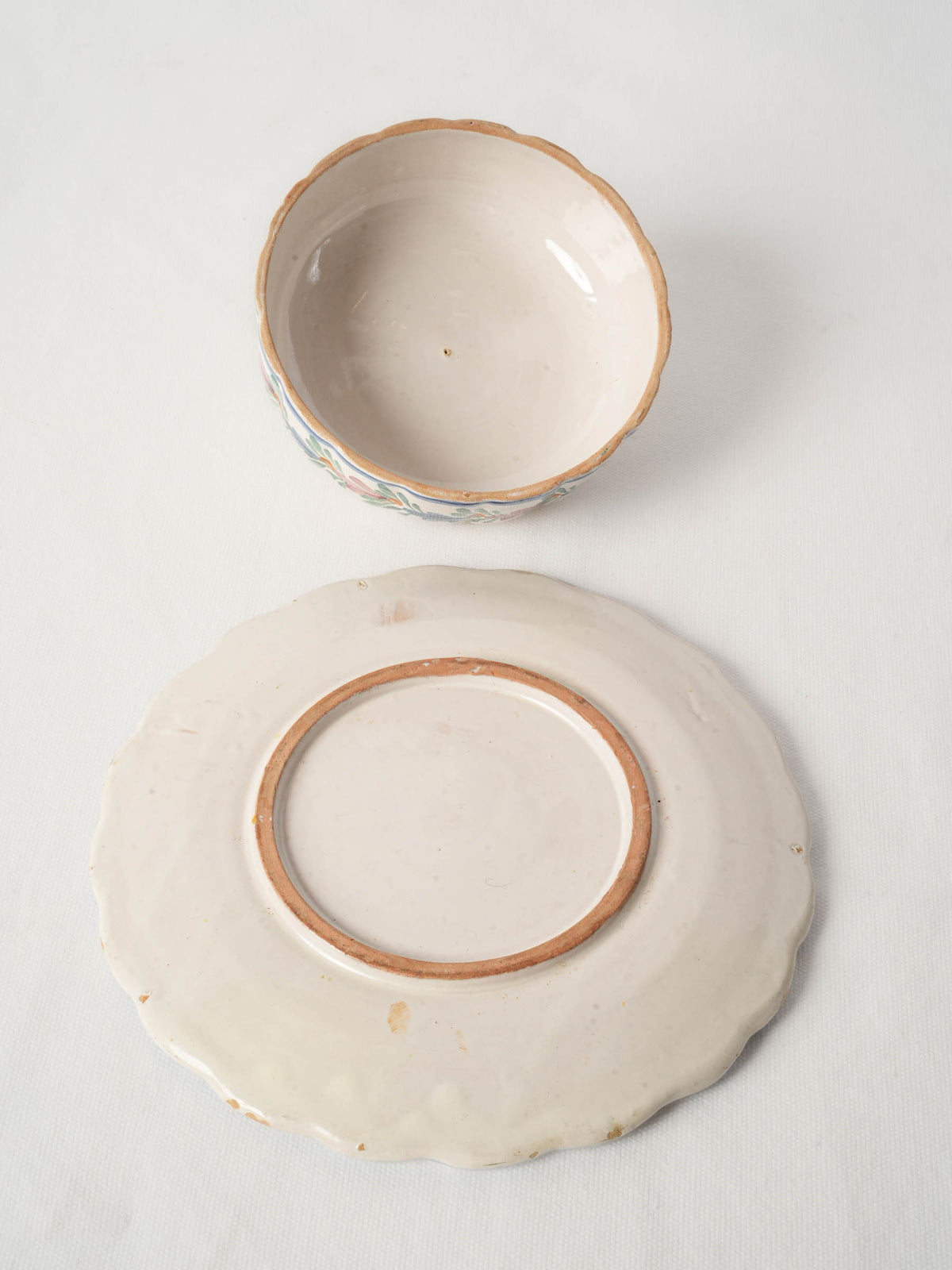 French Quimper Faience Cheese Lidded Plate