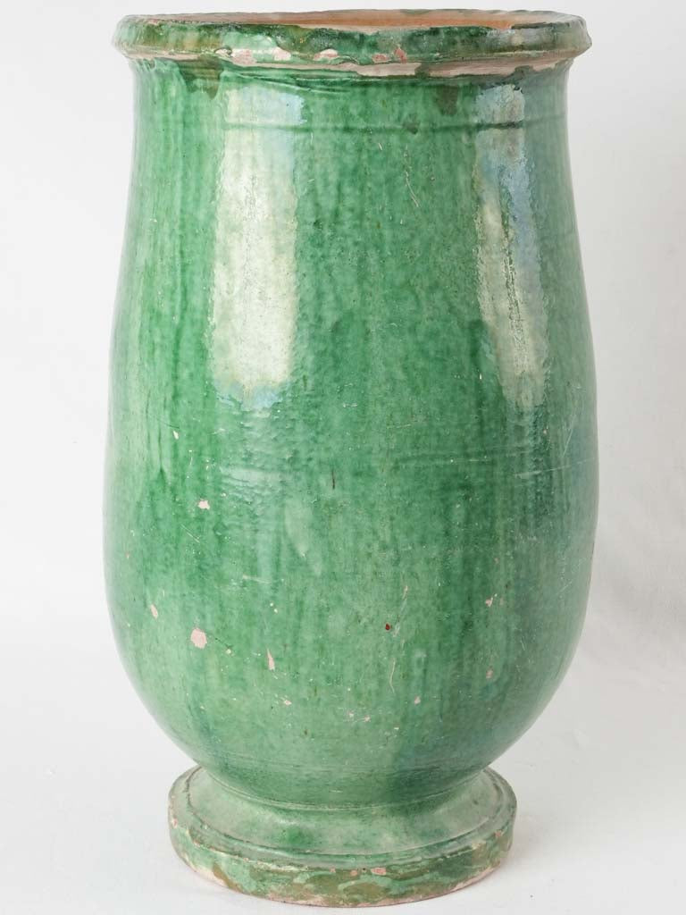 Antique Tournac small green olive jar