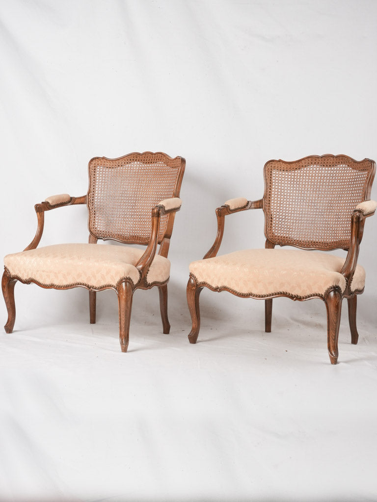 Pair Louis XV Provencal armchairs w/ cane back