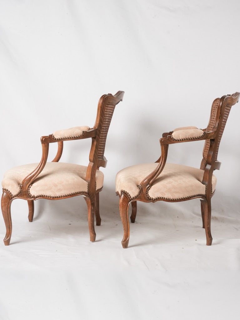 Pair Louis XV Provencal armchairs w/ cane back
