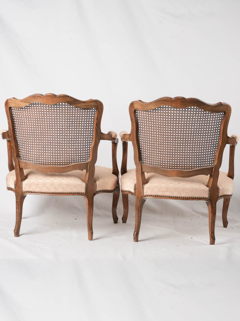 Pair Louis XV Provencal armchairs w/ cane back