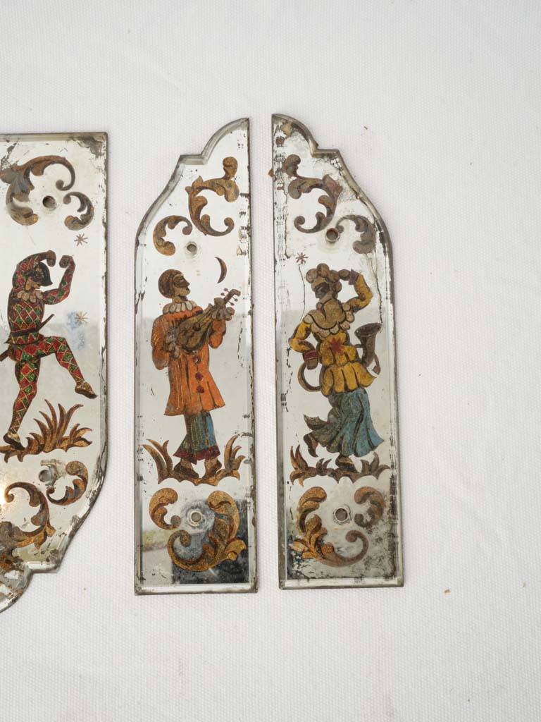 Antique charm reverse-painted glass plates  