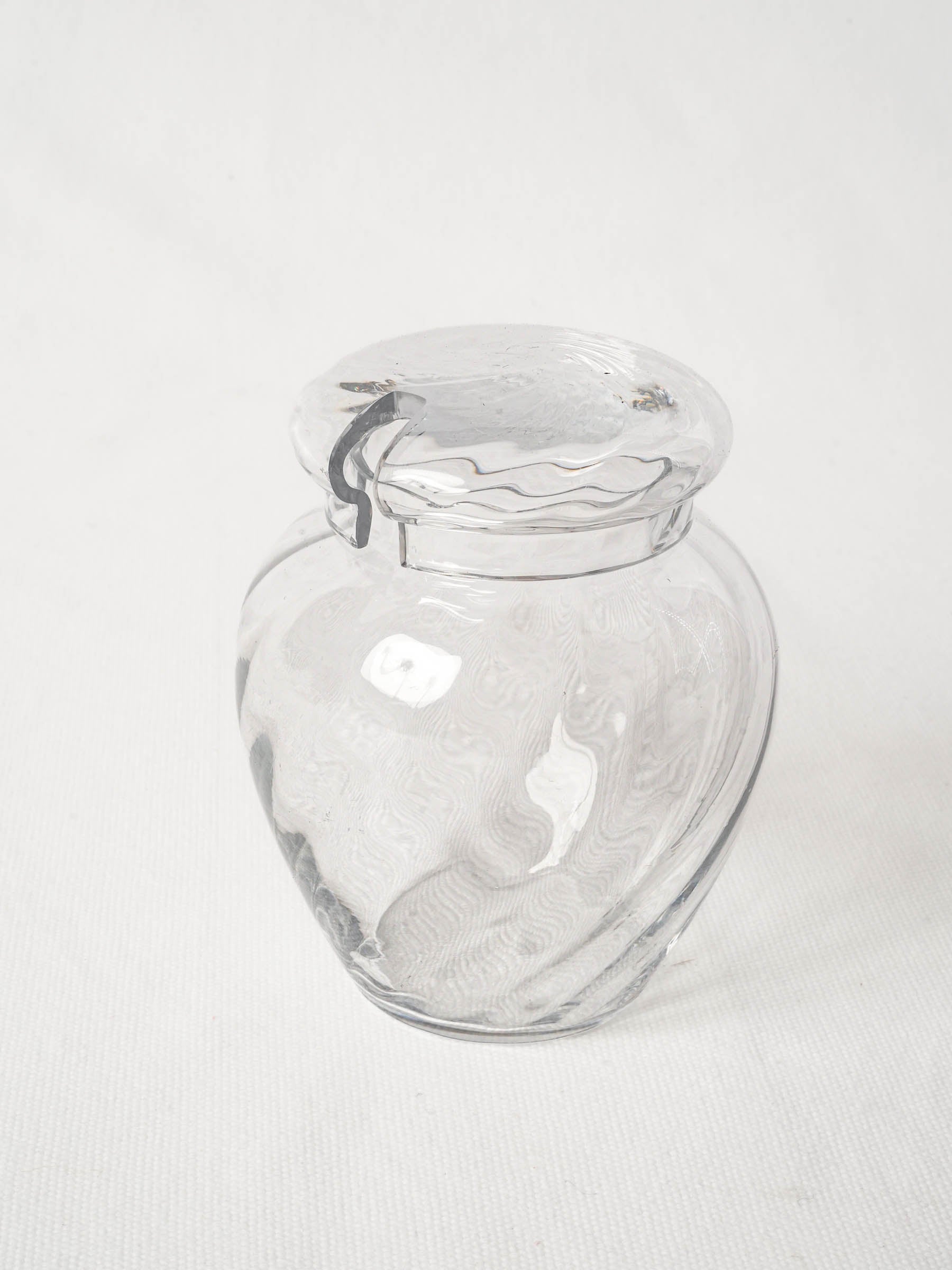 Vintage French Lidded Glass Mustard Jar