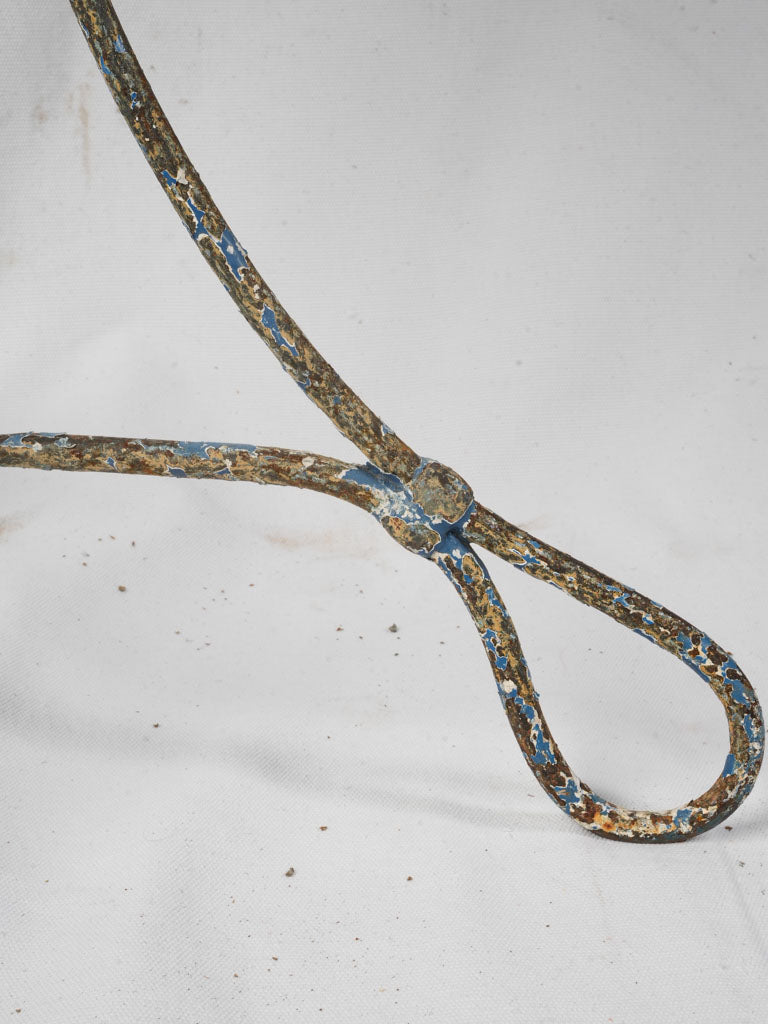 Late 19th-Century French Petite Wrought Iron Guéridon w/ Looped Feet and Distressed Finish
