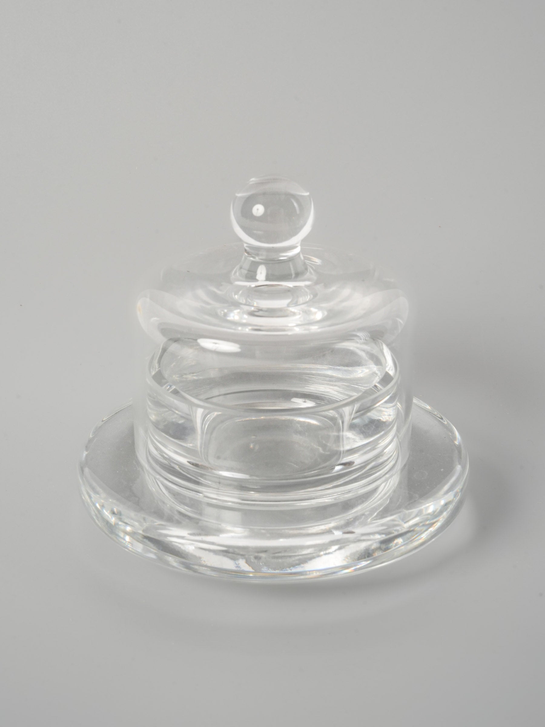 Vintage French Glass Petit Beurrier Butter Dish with Dome Lid