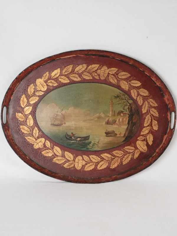 Elegant antique burgundy Directoire tray