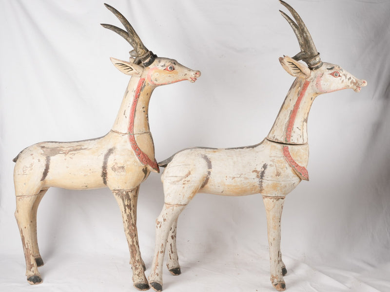 Pair of wooden antelopes - 19th century 59"