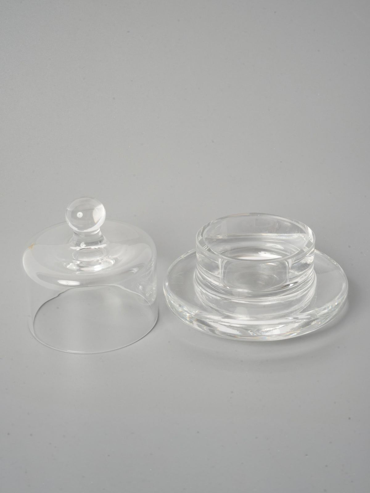 Vintage French Glass Petit Beurrier Butter Dish with Dome Lid