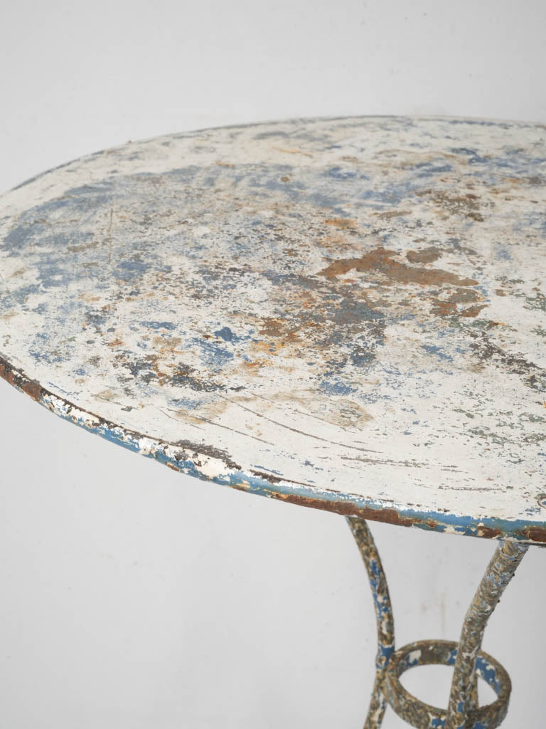 Late 19th-Century French Petite Wrought Iron Guéridon w/ Looped Feet and Distressed Finish