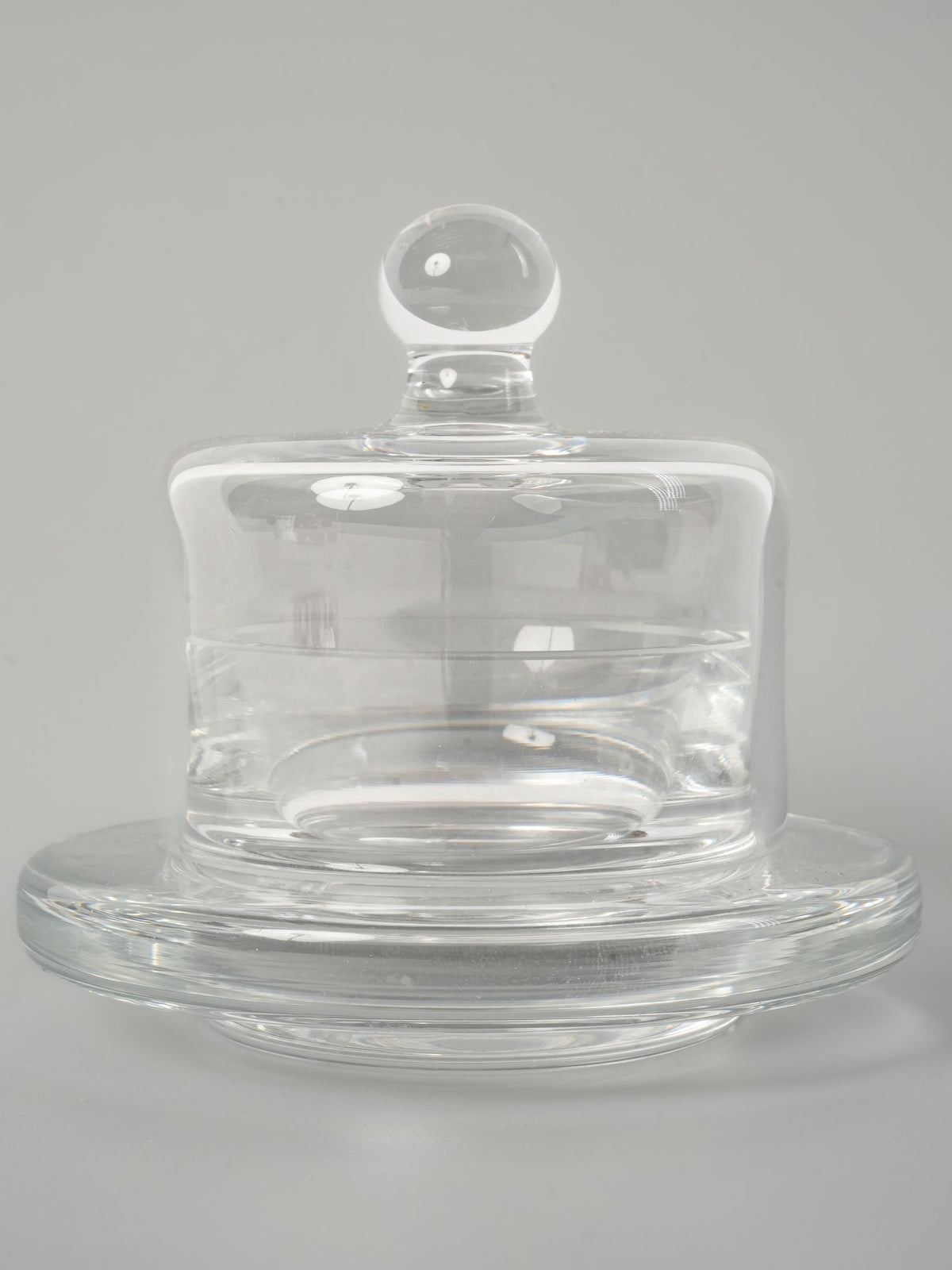 Vintage French Glass Petit Beurrier Butter Dish with Dome Lid