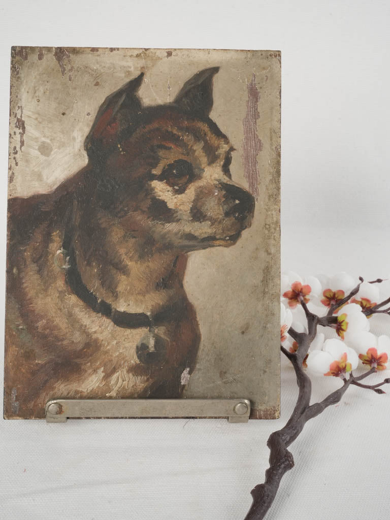 Rustic French antique pet portrait.