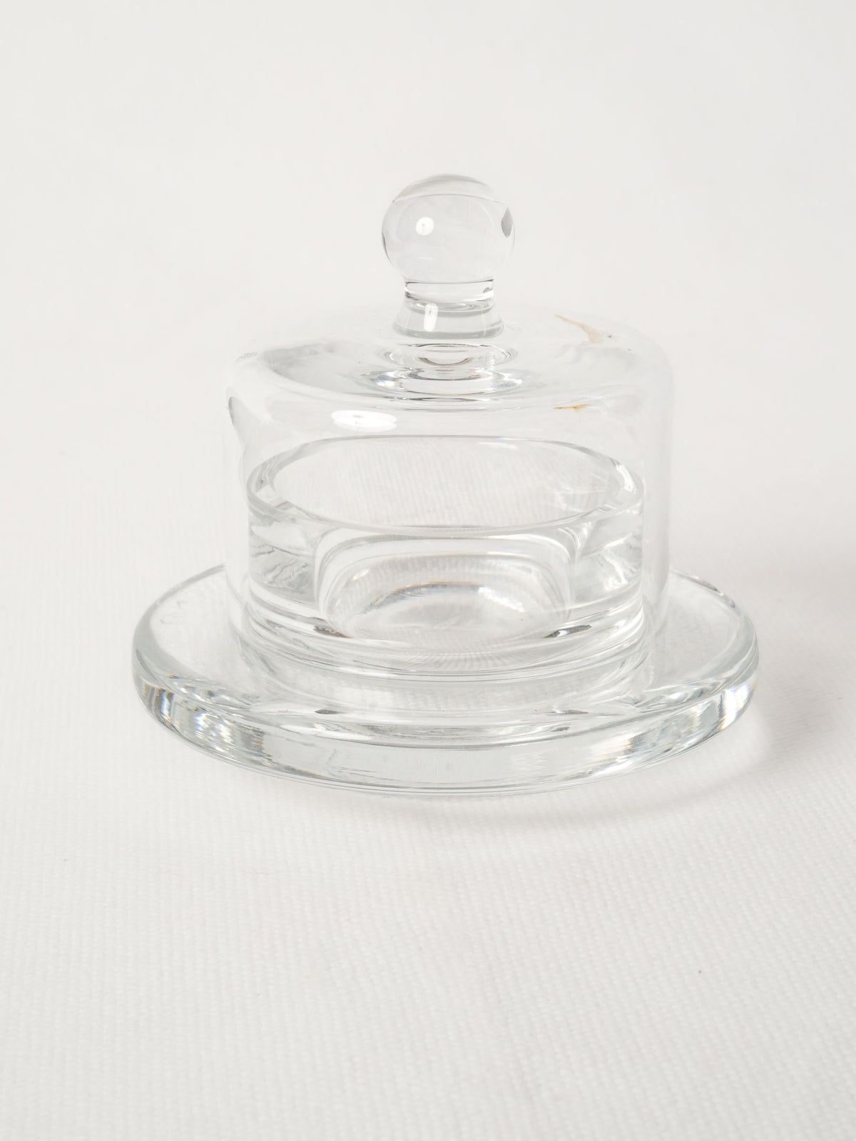 Vintage French Glass Petit Beurrier Butter Dish with Dome Lid