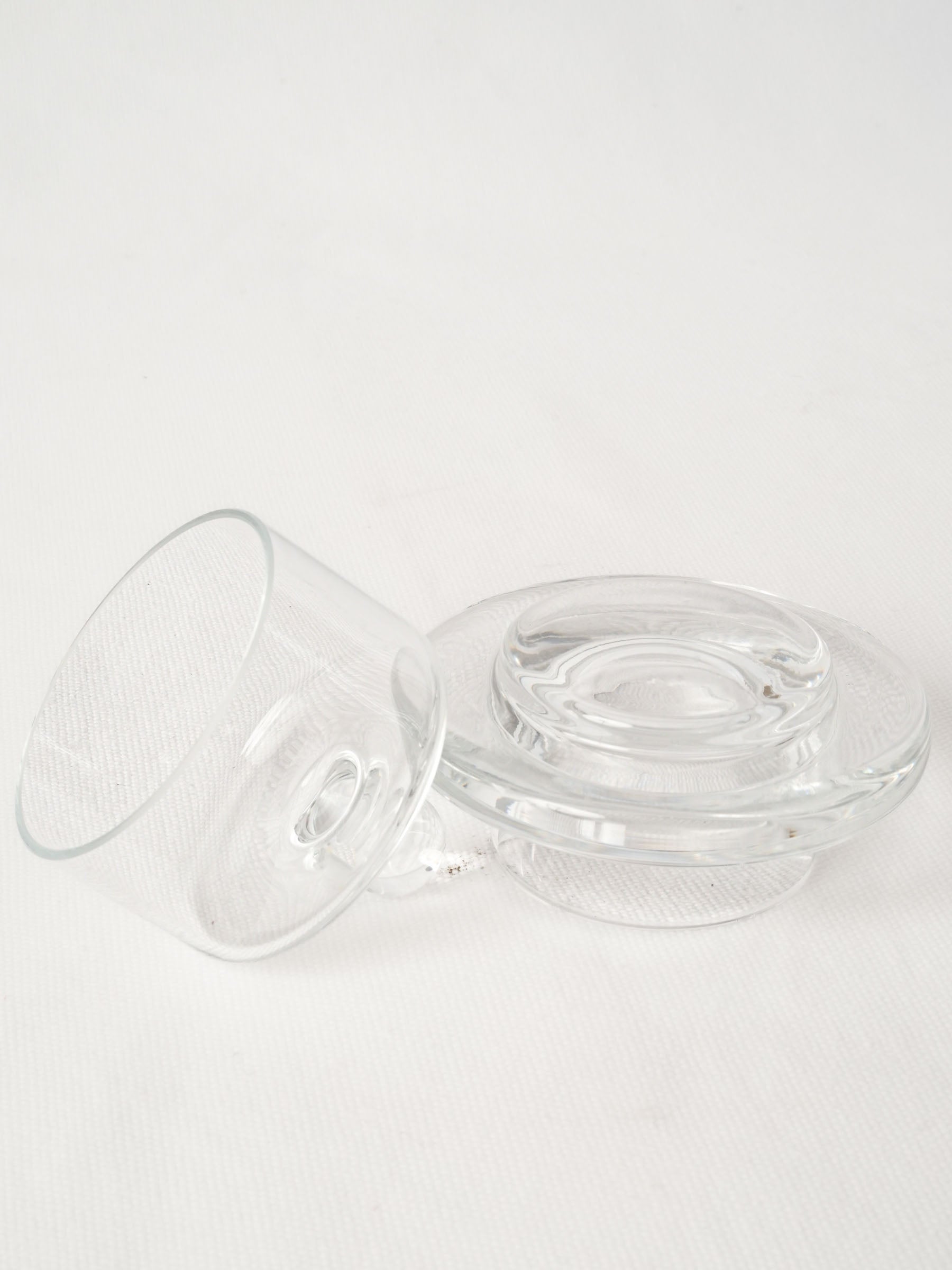 Vintage French Glass Petit Beurrier Butter Dish with Dome Lid