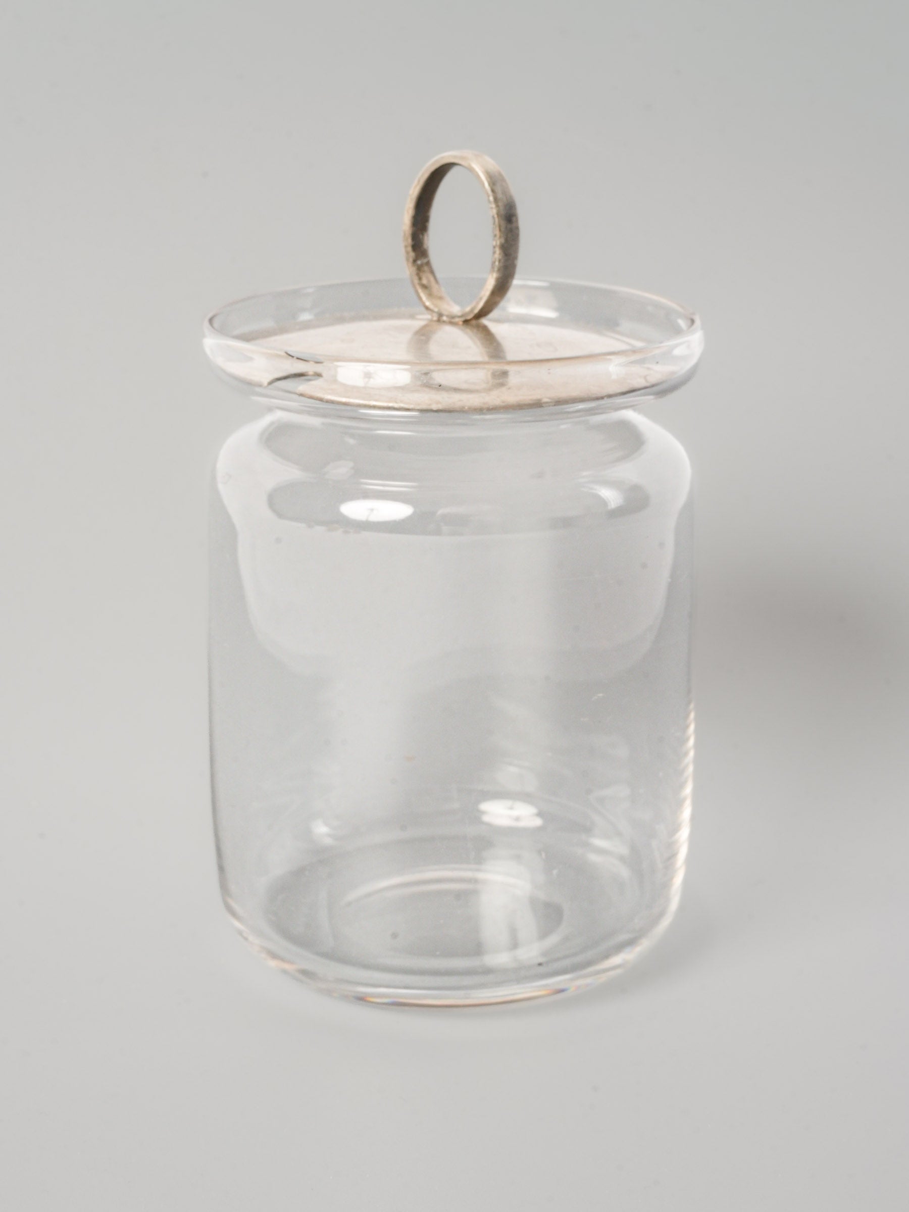 Vintage Glass Condiment Jar with Silver Lid