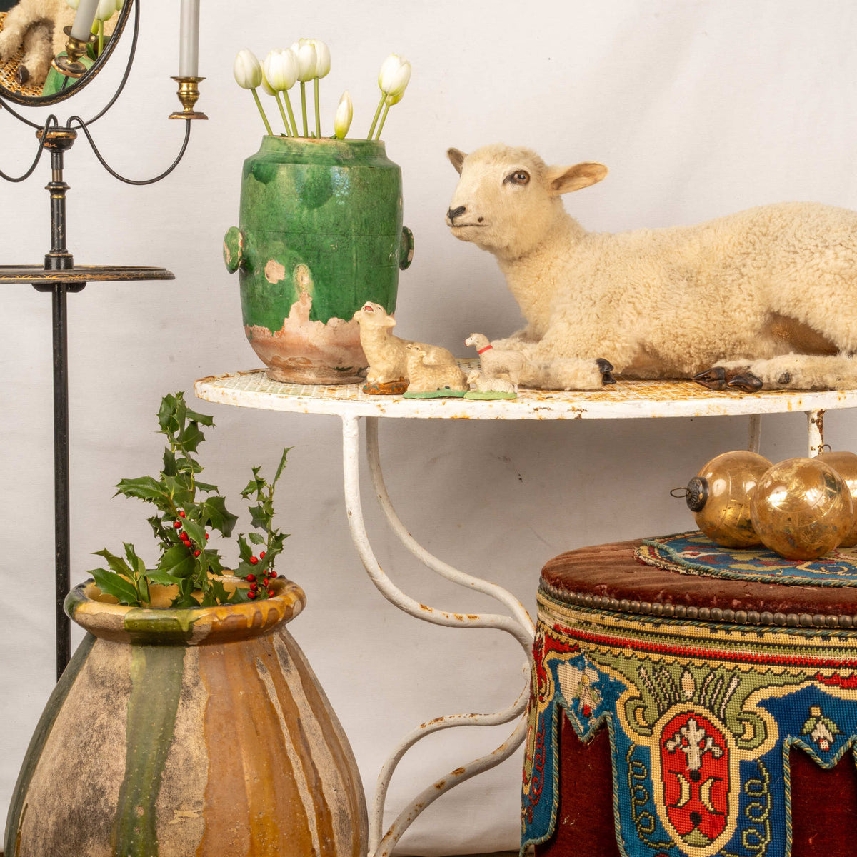 Antique French confit pot, blush yellow