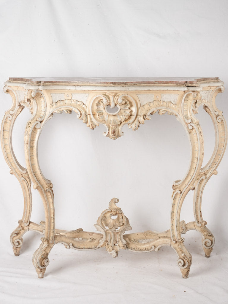 Pair Louis XV marble consoles 41¾" x  51¼" x 17¾"