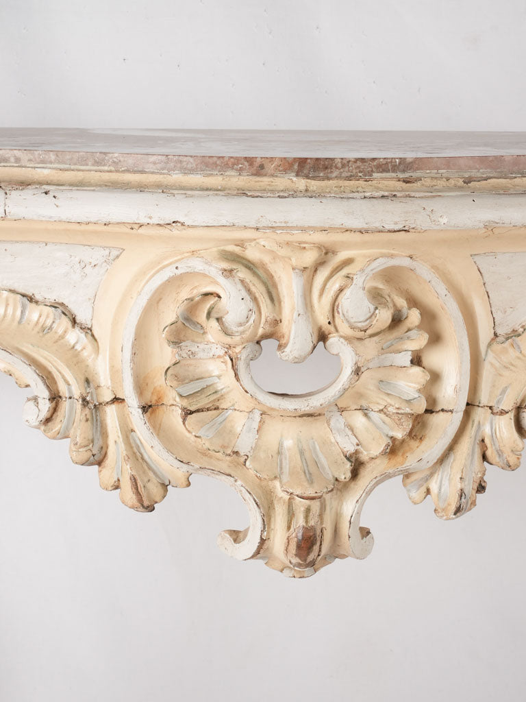 Pair Louis XV marble consoles 41¾" x  51¼" x 17¾"