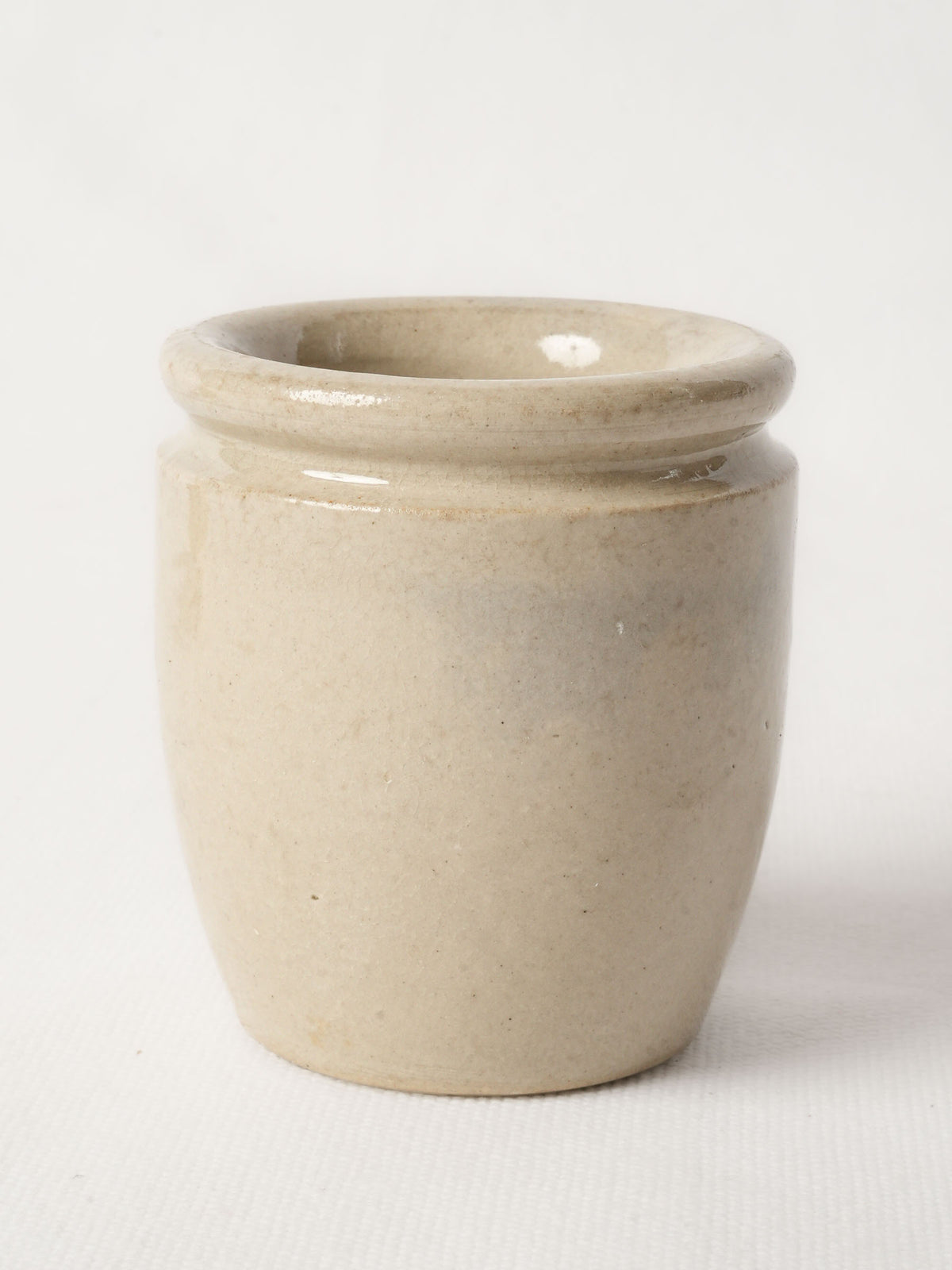Antique French Ceramic Yogurt Pot w/ Blue Lettering 3½"