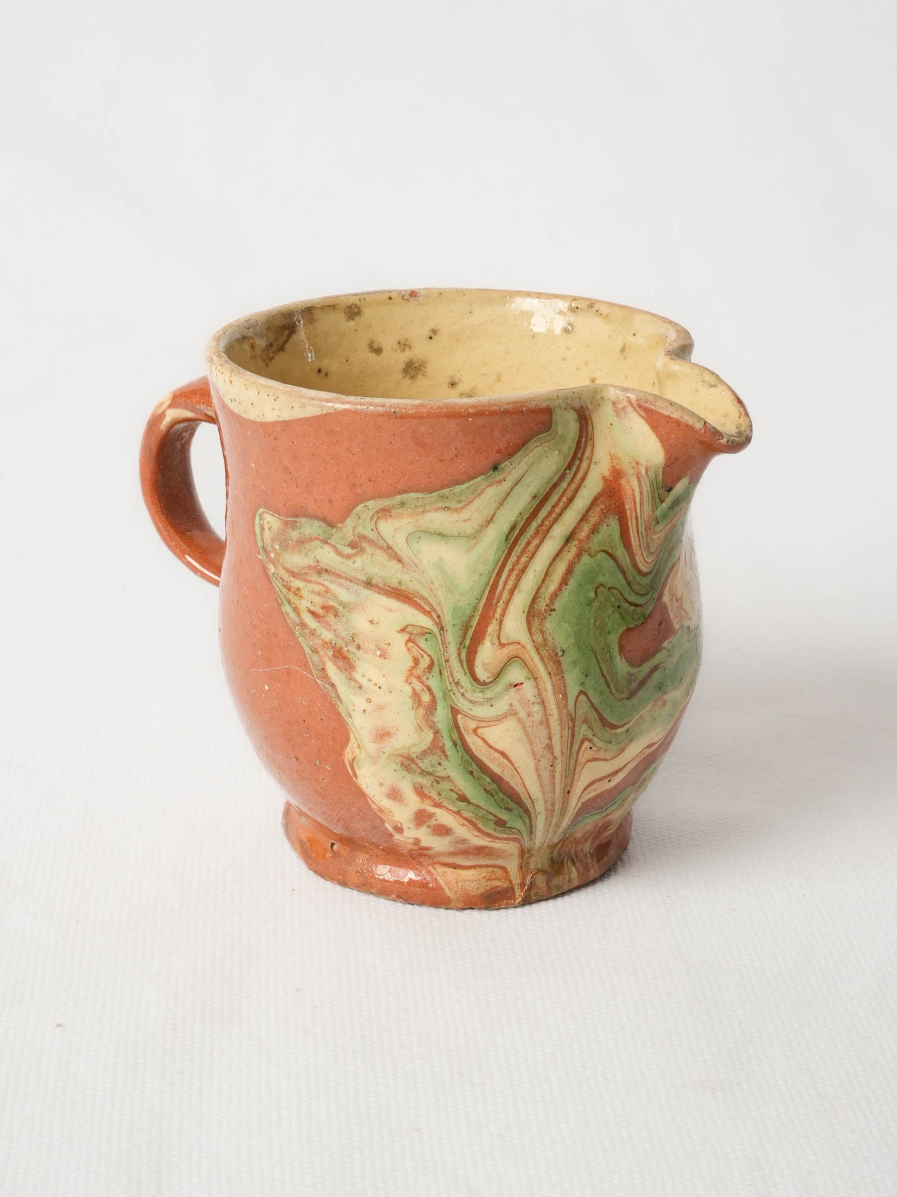 Antique French Savoyard Marbled Earthenware Creamer