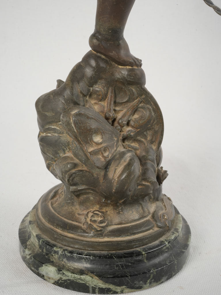 Elegant spelter cherub angel lamp  