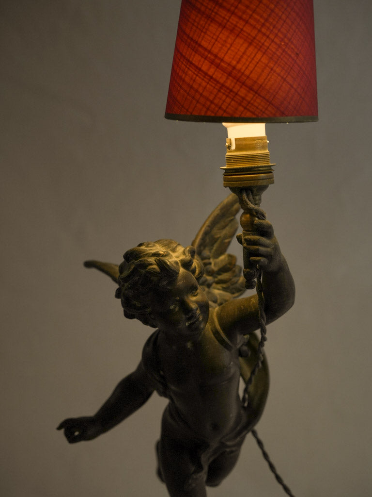 Exquisite bronze-like spelter lamp  