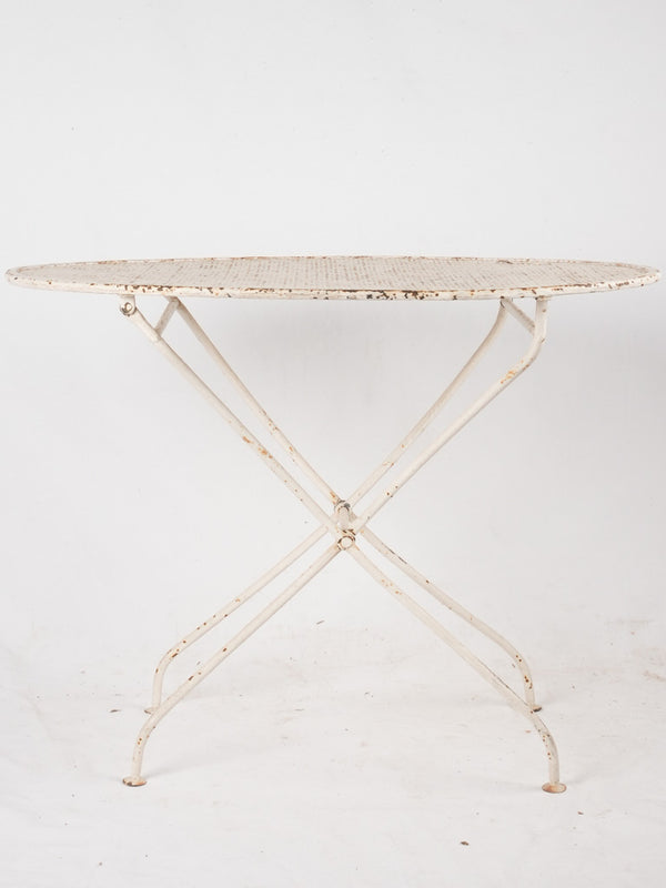 French garden table - oval w/ white patina 35"