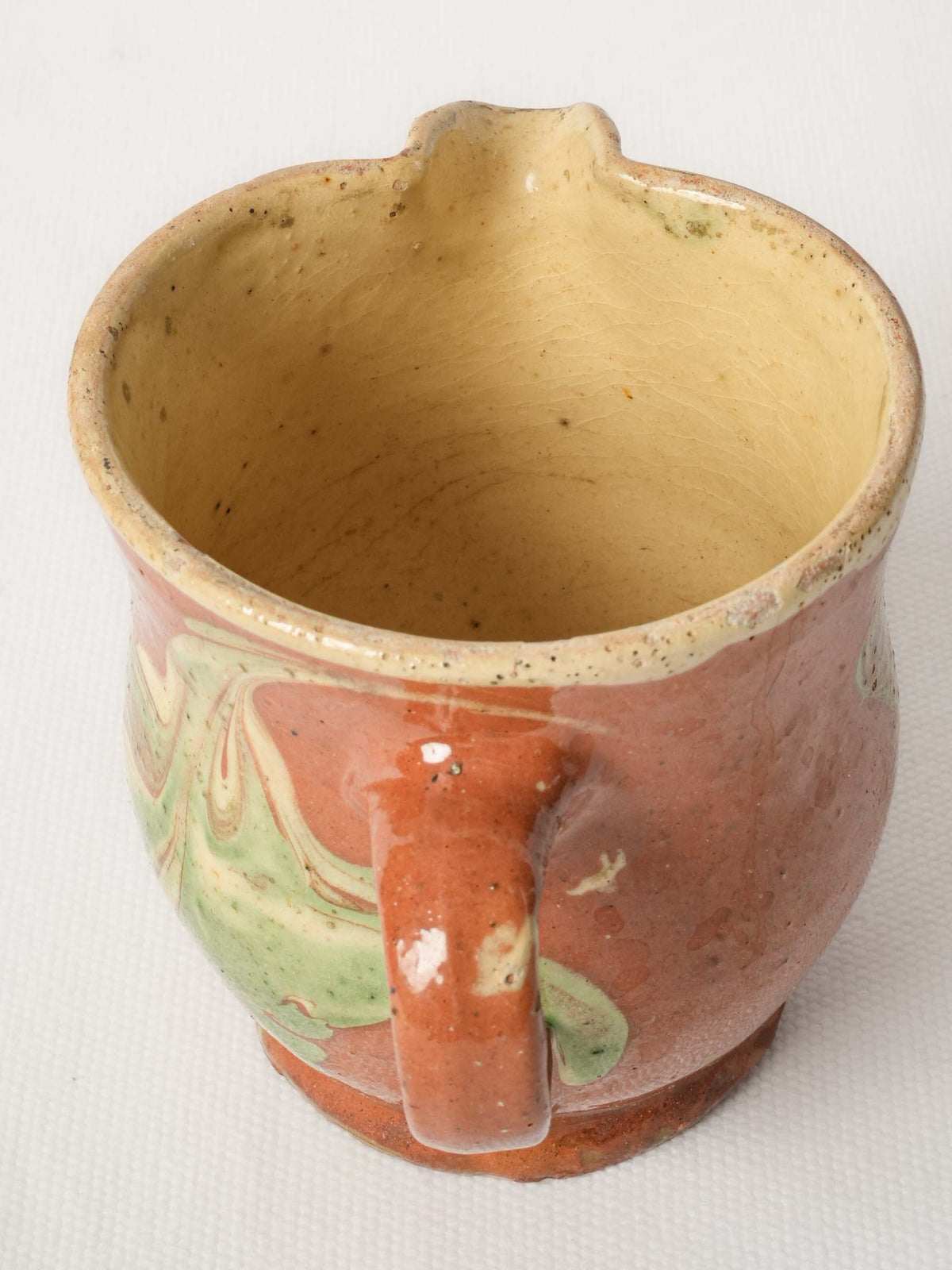 Antique French Savoyard Marbled Earthenware Creamer