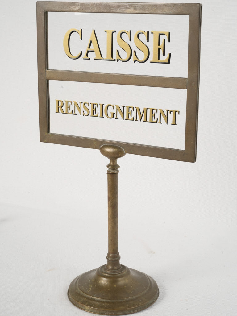 Elegant Parisian glass counter sign