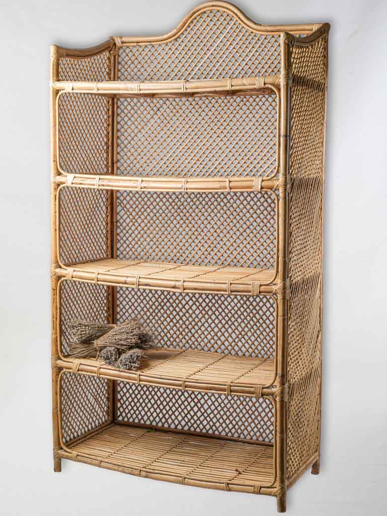 1960s French Bamboo and Rattan Étagère - 82"