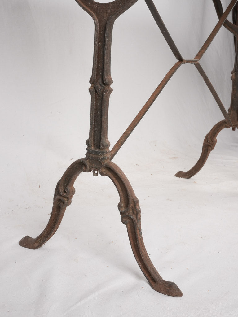 Antique French bistro table - natural timber with black legs – Chez Pluie