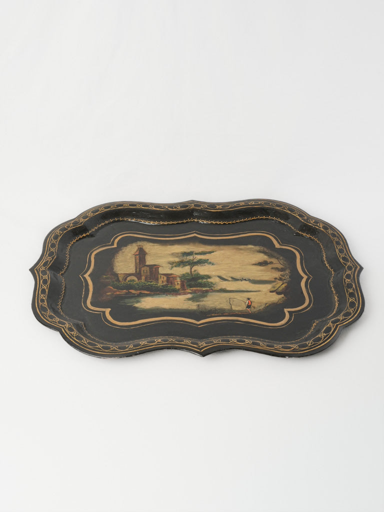 Gilded romantic landscape display tray  