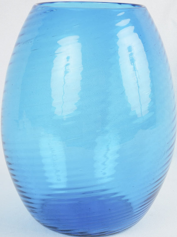 Modern blown glass vase - sapphire blue 9¾"