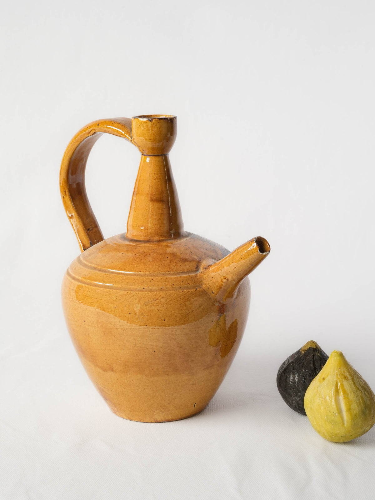 Sculptural 1950s Vallauris Earthenware Ewer with Honey-Amber Glaze - 10¾"