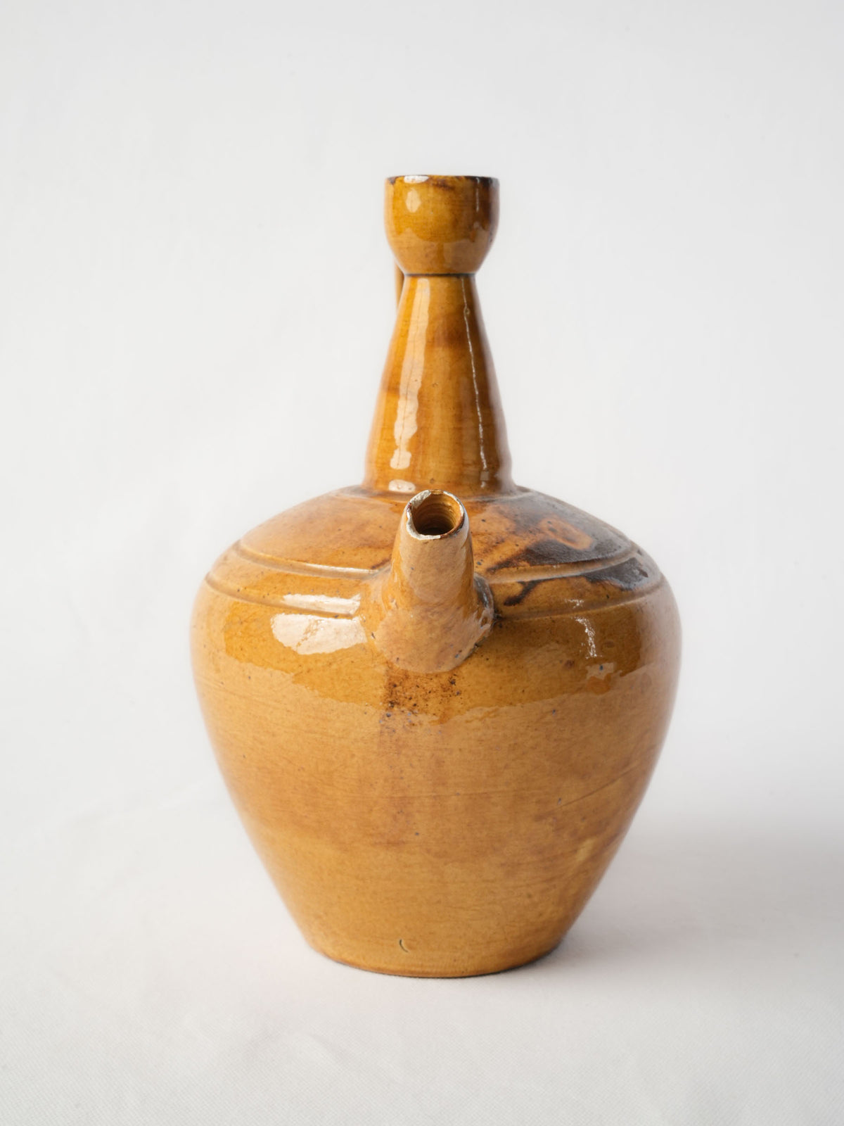 Sculptural 1950s Vallauris Earthenware Ewer with Honey-Amber Glaze - 10¾"