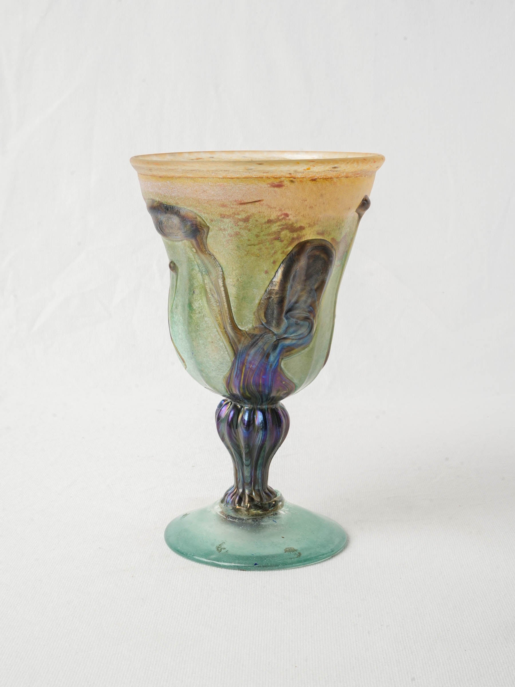 Striking Signed Pedestal Vase by Master Glassmaker Novaro - 10¼"